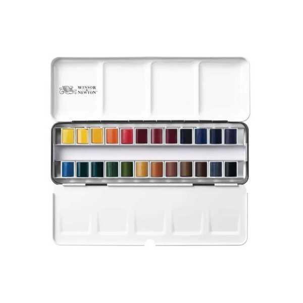 Winsor Newton Caja metálica Acuarela Professional 24 Medias Godet