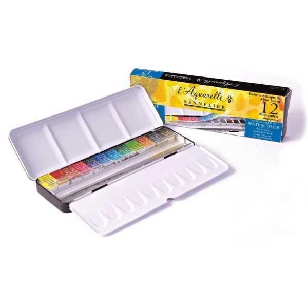 Acuarela Sennelier Caja metal 12 medias godet