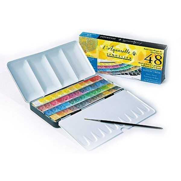 Acuarela Sennelier Caja metal 48 medias godet