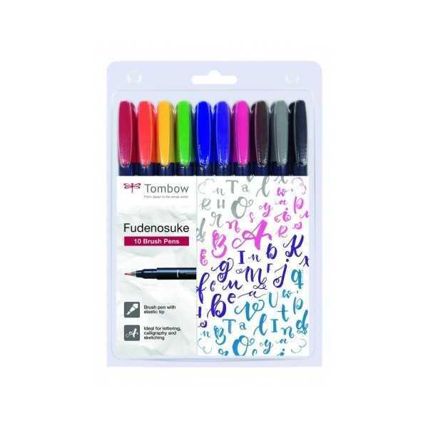 Tombow Fudenosuke 10 colores Brush Pens
