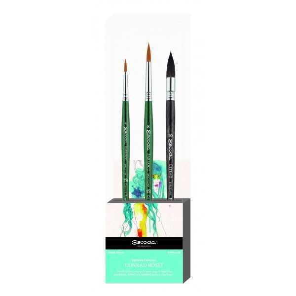 ESCODA CONRAD ROSET Set 3 pinceles Acuarela. 8611-1