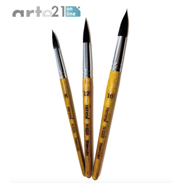 HEREND Petit Gris Redondo R- 5200. Set 3 Pinceles Mango corto