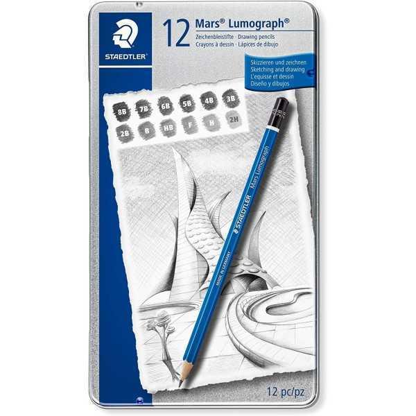 12 Lapices de Grafito STAEDTLER Mars Lumograph