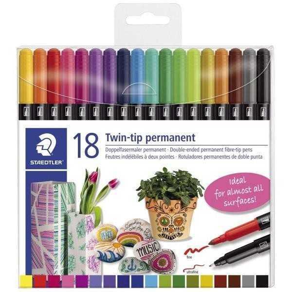 18 Rotuladores STAEDTLER Permanente doble punta.
