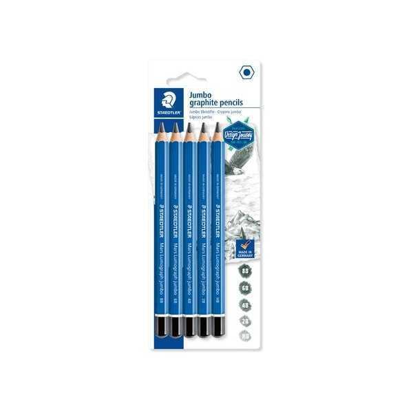 Set de 5 Lapices de Grafito Staedtler Lumograph JUMBO