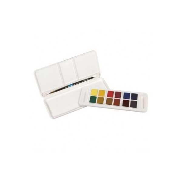 Daler-Rowney Aquafine Travel Set Acuarela 12 Medio Godets