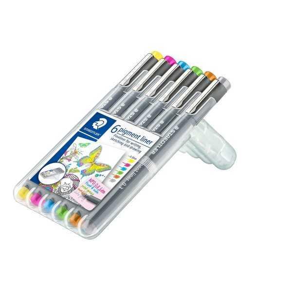SET 6 Rotuladores STAEDTLER Pigment Liner 0.3mm. Colores Suaves