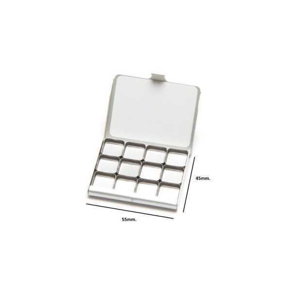 Media Paleta Art Toolkit Acero Inoxidable Imantada (55mm. x 45mm.) con 12 Mini Godets (13mm. x 13mm.)