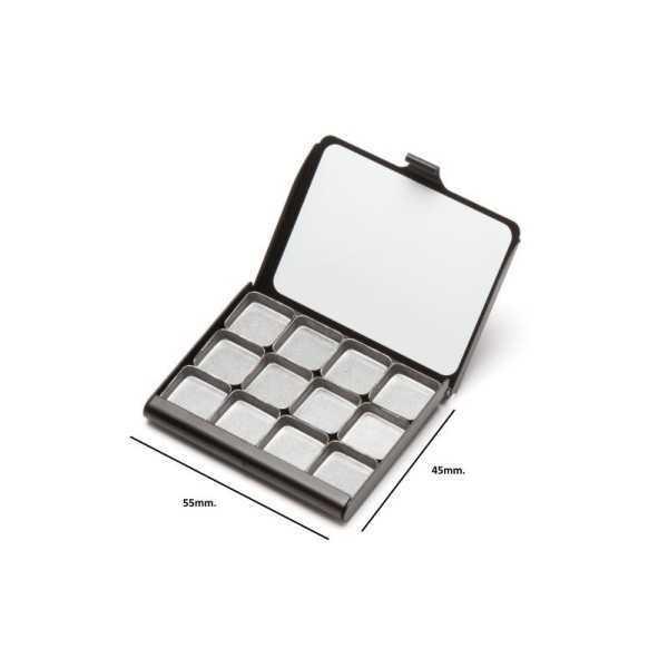 Media Paleta Art Toolkit Negra Acero Inoxidable Imantada (55mm. x 45mm.) con 12 Mini Godets (13mm. x 13mm.)
