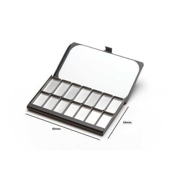 Caja Paleta de Bolsillo Art Toolkit Negra (92mm. x 64mm.) Inoxidale, imantada 14 godets 26x13mm.