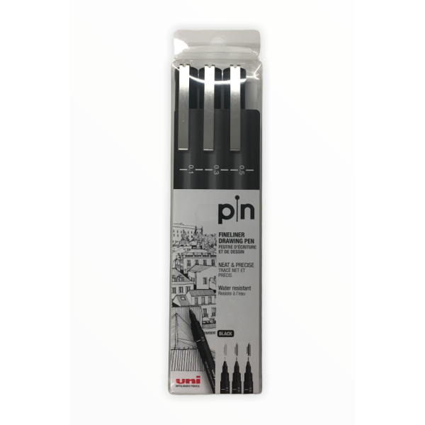 Set Rotuladores UNIPIN. 3 unidades calibrados. 0.1, 0.3, 0.5