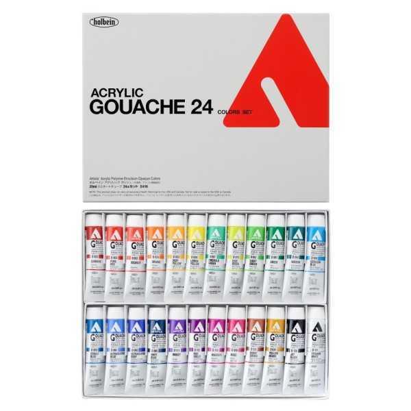 HOLBEIN ACRYLA GOUACHE 24 Tubos de 20 ml.