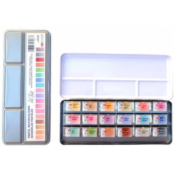 Acuarela White Nights Caja Metal 18 colores PASTELES