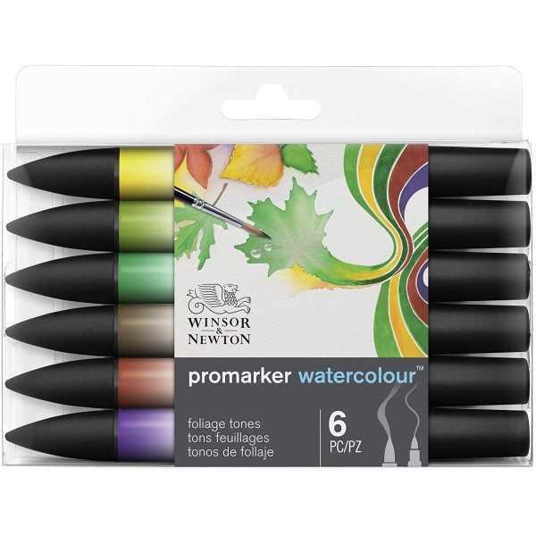 Set 6 Rotuladores Winsor&Newton Promarker Acuarela Tonos Bosque