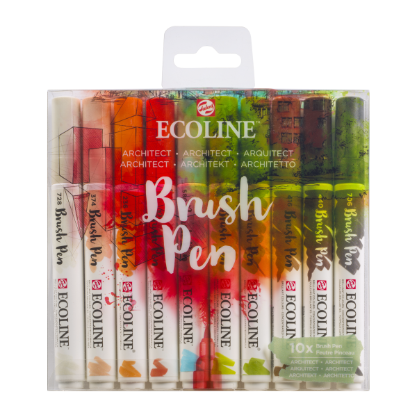 ROTULADORES ECOLINE BRUSHPEN 10 COLORES ARQUITECTURA