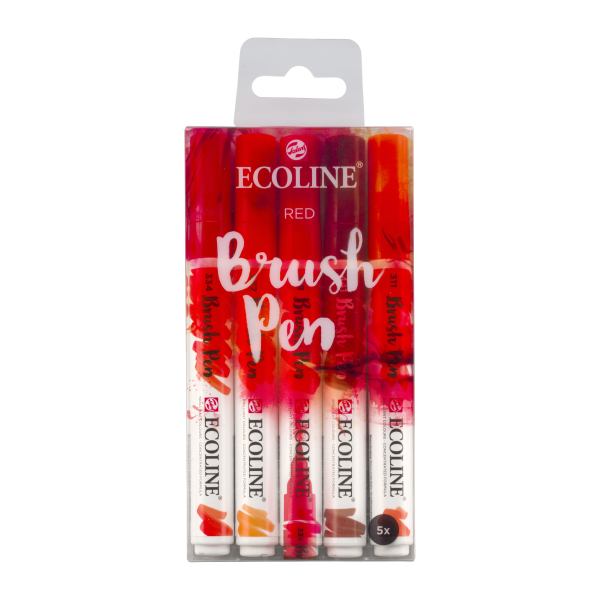 ROTULADORES ECOLINE BRUSHPEN 5 COLORES ROJOS
