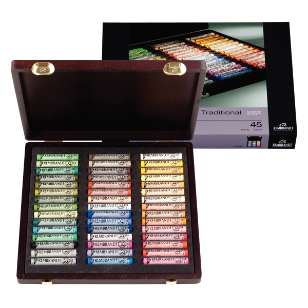 PASTEL REMBRANDT. CAJA MADERA 45 COLORES PAISAJE
