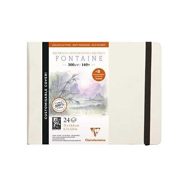 Clairefontaine Fontaine Cuaderno de Acuarela Algodón Grano Satinado 300 g/m²