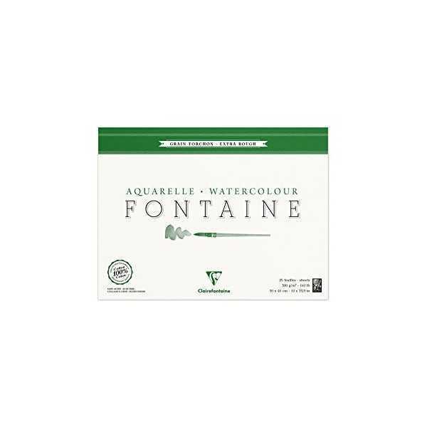 Clairefontaine FONTAINE Bloc Papel Acuarela Grano Grueso 300gr. 25hjs.
