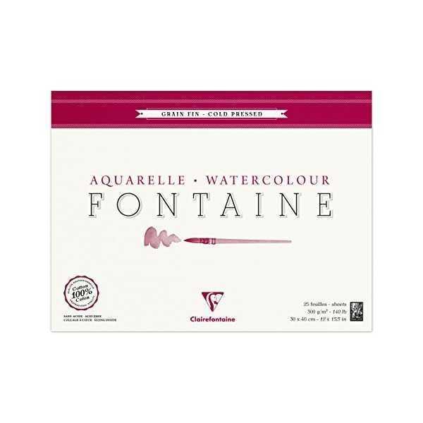 Clairefontaine Fontaine Bloc de Acuarela Papel Grano Fino. 300gr.