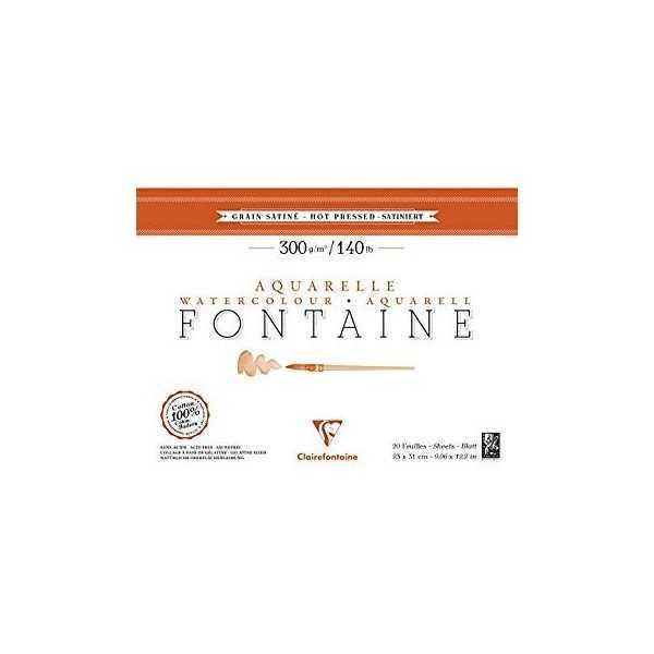Clairefontaine Bloc FONTAINE Papel Acuarela Grano Satinado Glaze. Encolado 20Hjs