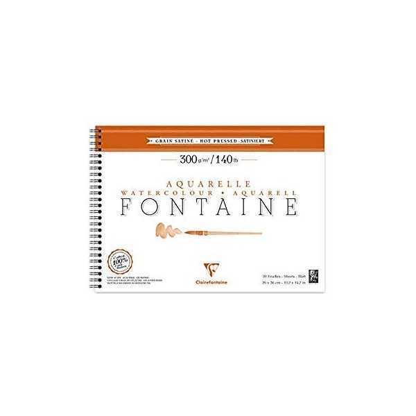 Clairefontaine Bloc FONTAINE Papel ACuarela Grano Satinado Glaze. Espiral 12hjs.