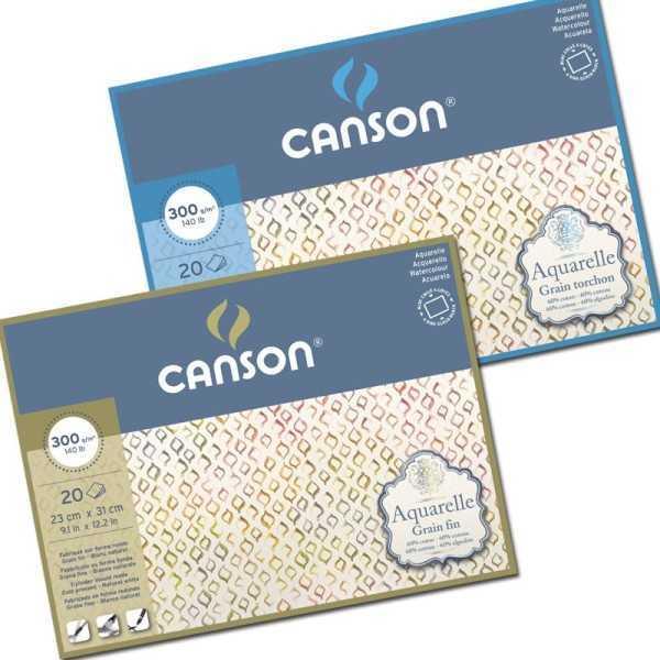 CANSON AQUARELLE 60% Algodón. Encolado 4 Lados.