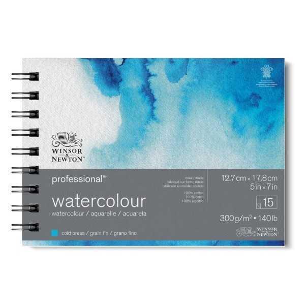 Winsor & Newton Bloc de Acuarela Profesional 100 % Algodón 300 g/m² 12,7 × 17,8 cm Grano Fino