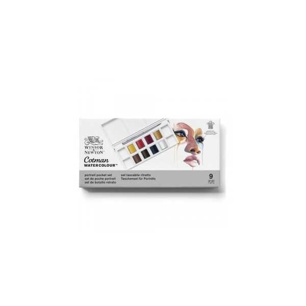 Winsor & Newton Cotman Retrato Set de Bolsillo Acuarela 8 Medios Godets