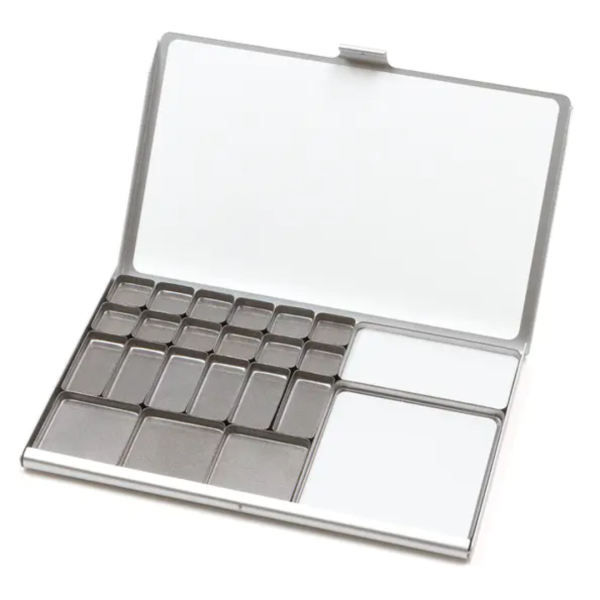 Caja Paleta de Bolsillo Art Toolkit Folio (135x86x7mm.) Inoxidable Imantada con 23 Godets Surtidos