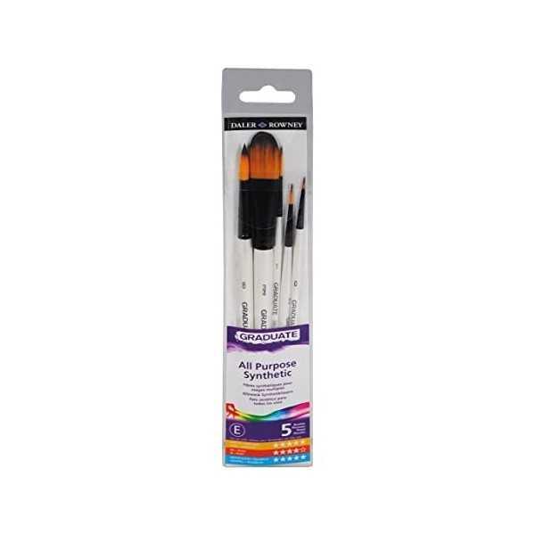 Daler-Rowney Graduate Set de 5 Pinceles Sintéticos para Acuarela Paisaje Mango Corto