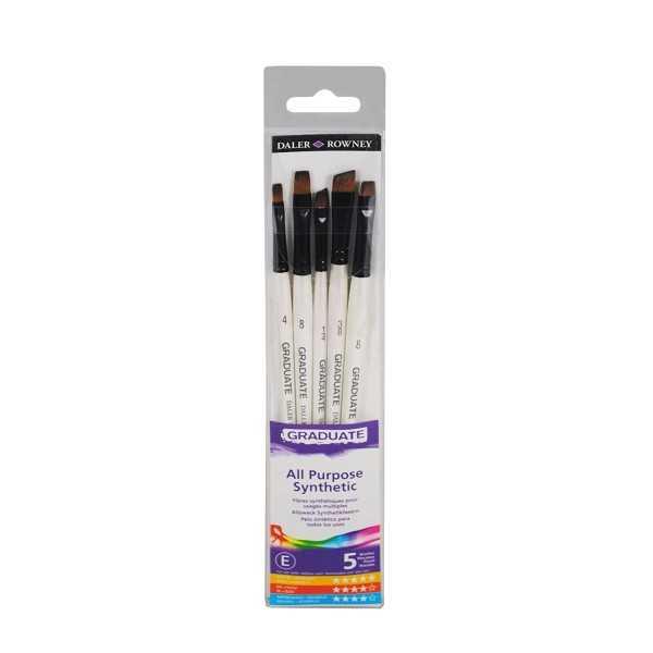 Daler-Rowney Graduate Set de 5 Pinceles Planos para Sombrear Mango Corto