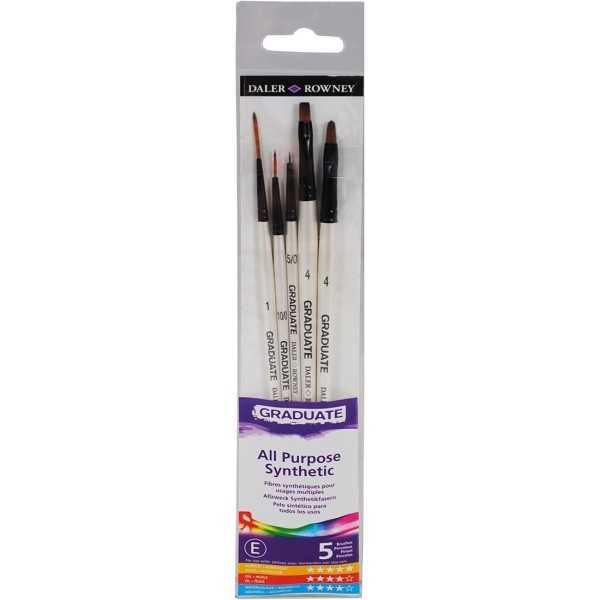 Daler-Rowney Graduate Set de 5 Pinceles Sintéticos para Acuarela Mango Corto