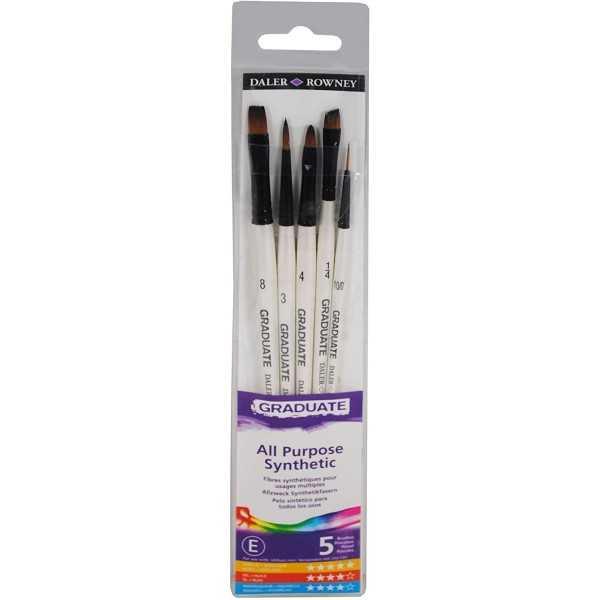 Daler-Rowney Graduate Selection Set de 5 Pinceles Sintéticos Mango Corto