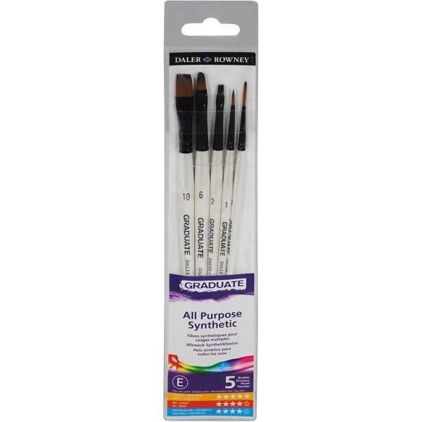 Daler-Rowney Graduate Classic Set de 5 Pinceles Sintéticos Mango Corto
