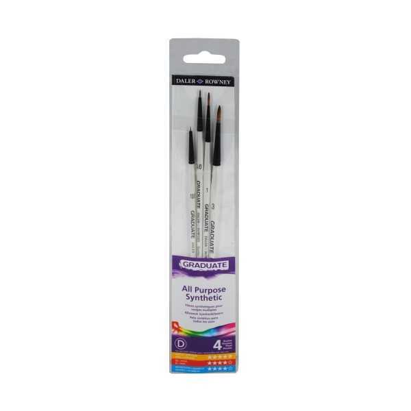 Daler-Rowney Graduate Set de 4 Pinceles Sintéticos Redondos Mango Corto