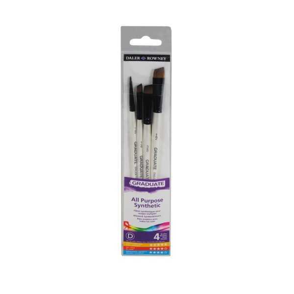 Daler-Rowney Graduate Set de 4 Pinceles Sintéticos Biselados Mango Corto