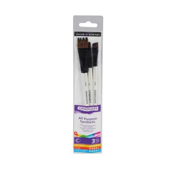 Daler-Rowney Graduate Set 3 Pinceles Sintéticos Multitécnica Mango Blanco