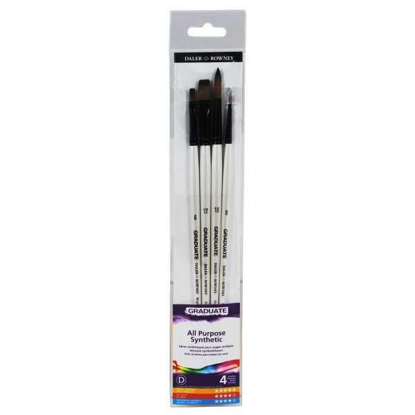 Daler-Rowney Graduate Set de 4 Pinceles Sintéticos Mango Largo
