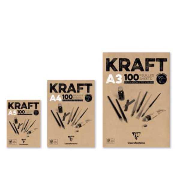 Clairefontaine Bloc de Papel Kraft Encolado para Dibujo