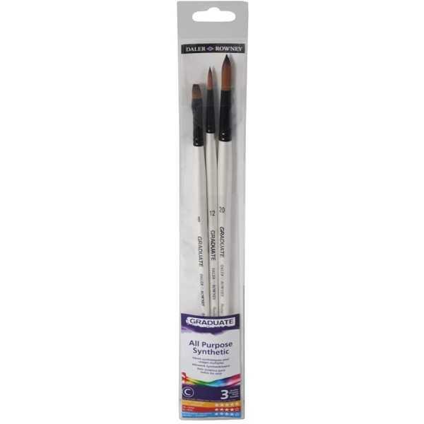 Daler-Rowney Graduate Set de 3 Pinceles Sintéticos Mango Largo