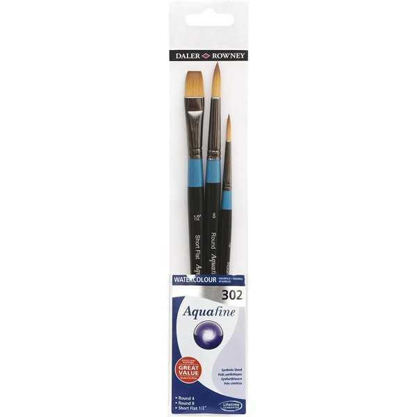 Daler-Rowney Aquafine Set 3 Pinceles Mango Corto Serie 302