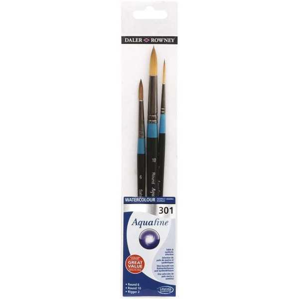 Daler-Rowney Aquafine Set 3 Pinceles Mango Corto Serie 301