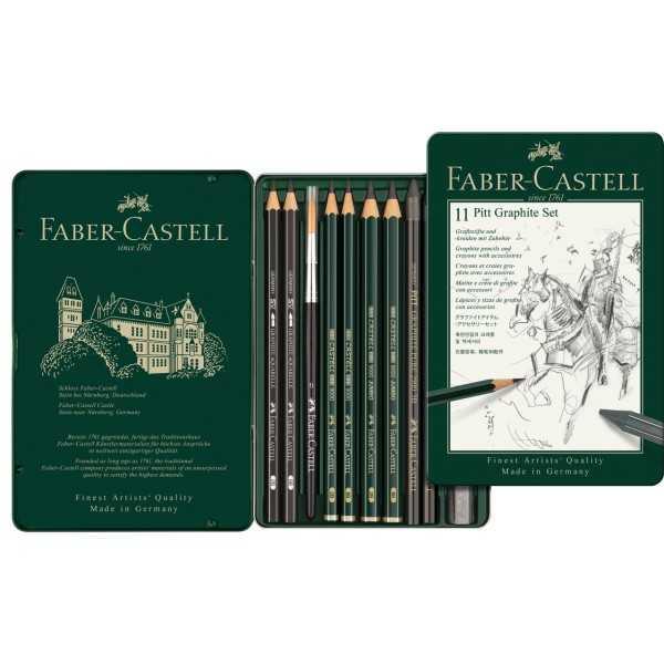 Estuche de Metal con 11 Piezas de Grafito Pitt Faber Castell