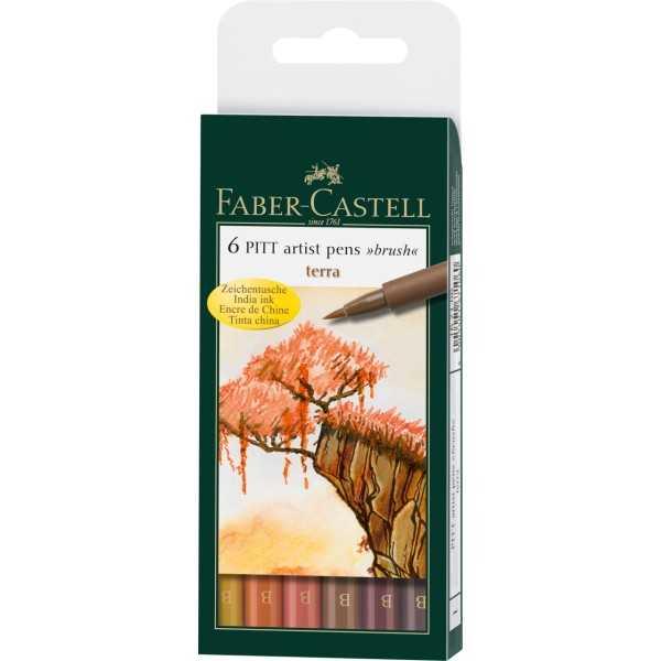Estuche 6 Rotuladores Faber Castell Pitt Artist Pen TONOS TIERRA