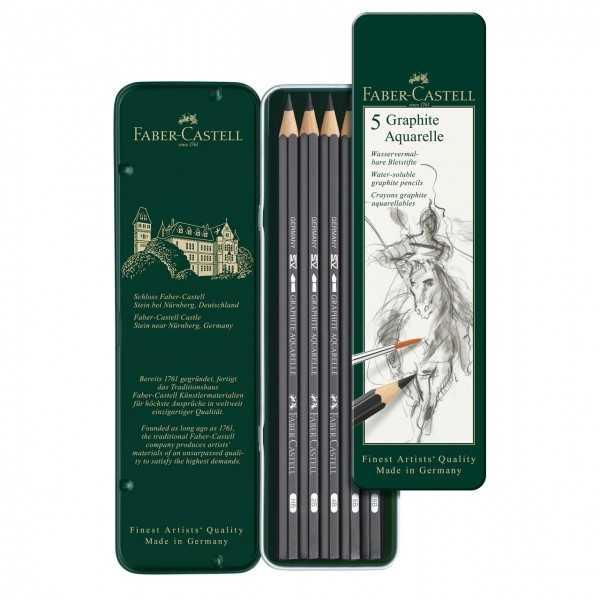 FABER CASTELL ESTUCHE METAL 5 GRAFITO ACUARELABLE