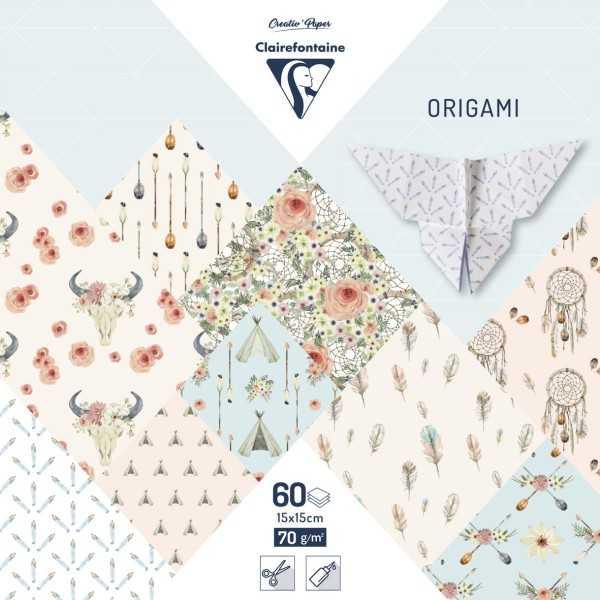 Papel de Origami 15x15cm. 80gr 60Hojas - Boheme Chic