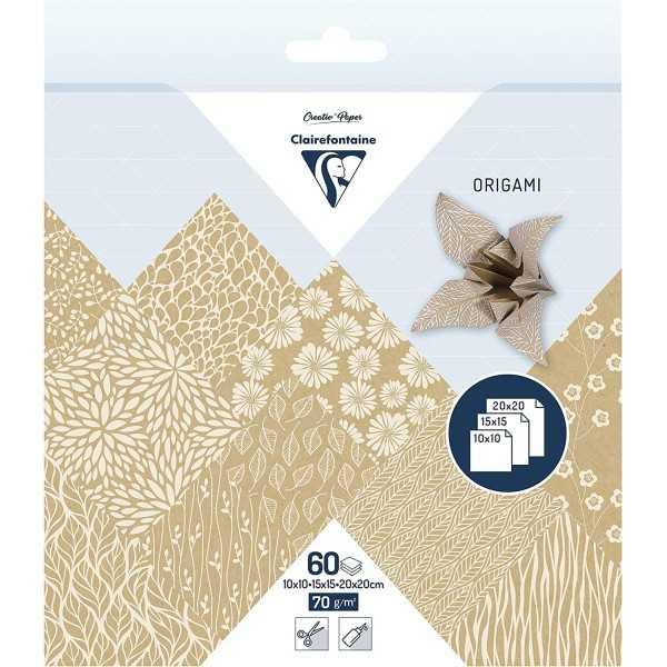 Papel de Origami Tamaños Surtidos . 70gr 60Hojas - Kraft Floral