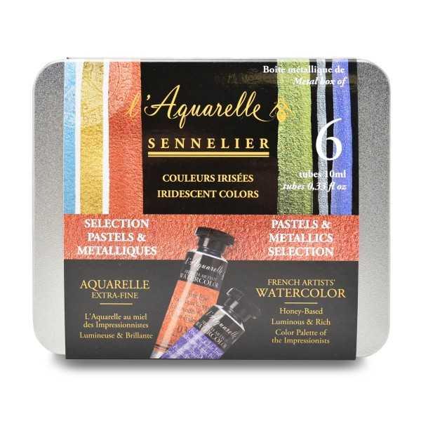 SENNELIER Extrafina 6 Tubos de 10ml. Colores IRIDISCENTES Y PASTELES