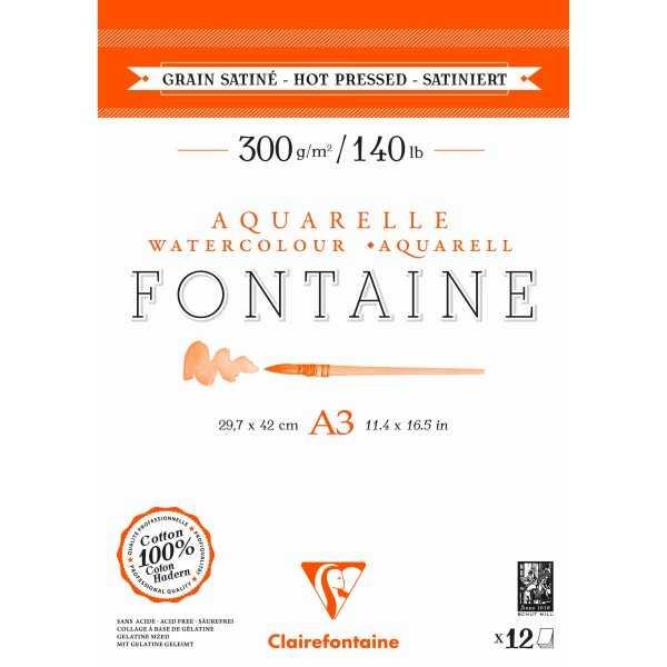 Clairefontaine FONTAINE BLOC Papel Acuarela 100% Algodón Encolado 1 Lado
